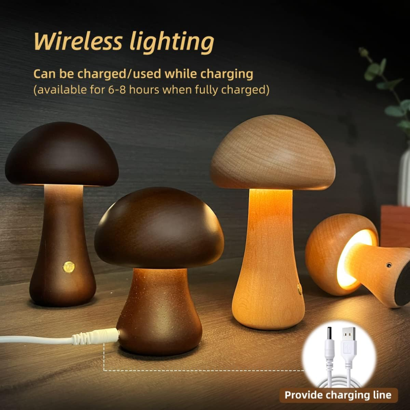 Wooden Mushroom Touch Night Light - Image 13